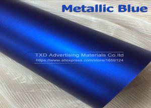 Blue métallique Matt Vinyle Enveloppe de voiture enveloppe avec bulle d'air Chrome Vinyle mat