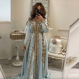 Blue marocain kaftan 3d en dentelle de soirée perlée robe de soirée personnalisée Vestido de Renda Groom Mother Form Farty Robe Nouveau Arrivée