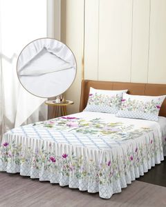 Bleu Maroc Spring Flower Wild Flower White Bed Jirt Adapté Prépare