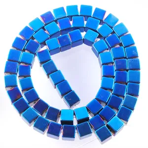 Blauw natuurlijke hematietmaterialen stenen spacer kralen vierkante charmy kubus voor sieraden maken doe -het -zelf kettingaccessoires bl326