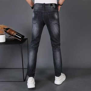 Blue Navy Jeans Slim Fit Summer Trend veelzijdige smalle beenhoogte kleine rechte Europese broek