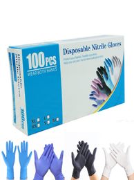 Gants jetables nitriles bleus 100pcs boîte noire poudre non latex gant de sécurité pour salon ménage nettoyage 5905802