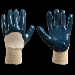 Blauwe nitril oliebestendige handschoenen Veiligheidsmanchetten geïmpregneerde rubberen rubberen handschoenen antislip beschermende handschoenen voor de petroleumindustrie