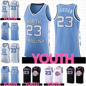 Bleu Université d'État de Caroline du Nord 23 Michael JD Youth Kids Maillot de basket-ball pour hommes NCAA Tune Squad Space 23 Maillots