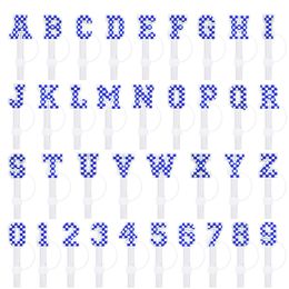 Bouchon de paille en silicone avec chiffres bleus et lettres anglaises, 10mm, décoration universelle, anti-poussière
