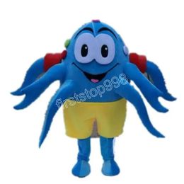 Blaues Oktopus-Maskottchen-Kostüm, hochwertiges Cartoon-Anime-Thema, Charakter, Erwachsenengröße, Weihnachtsfeier, Außenwerbung, Outfit-Anzug