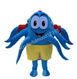 Blue Octopus Mascot Costuums Carnival Hallowen Gifts Unisex volwassenen Fancy Party Games Outfit Holiday Outdoor Advertentie Outfit Pak