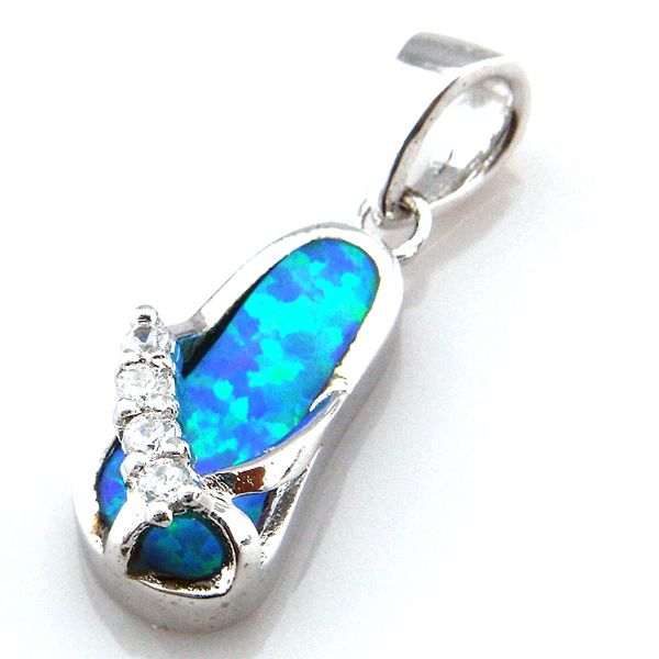 Vente chaude bleu opale bijoux pendentif opale mexicaine mignon sandale femmes colliers