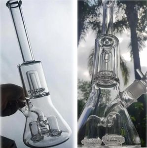 Grand bécher en verre Bangs d'eau Narguilés Bubbler Pipe à eau à fumée Bang à tube droit Heady Dab Rigs Downstem Perc