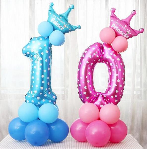 Bleu Rose Numérique Ballon Numéro Foil Ballons Garçon Fille Anniversaire De Mariage De Noël Festival Fête Décor Fournitures Air Ballon GC854