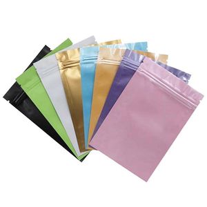 Sacs auto-scellants de couleur bleu/rose/or/vert/noir fond plat papier d'aluminium petits sacs en plastique sacs d'étanchéité fond plat