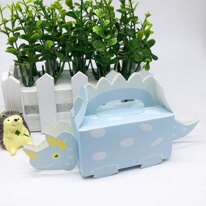 Blauw Roze Groene Dinosaurus Cracker Box Treat Kids Birthday Candy Boxes Kids Gift Dozen voor Verpakking Jungle Party Supplies Y0712