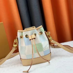 Blue Pink Mini Drawring Designer Bucket Bags Afneembare riem Cross Body Bag Demiar canvas met lederen hoogwaardige schoudertassen voor vrouwen koppelingsporta Nieuwe stijl