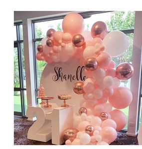 Conjunto de arco de cadena de globos con tema de océano rosa azul, arreglo de boda, decoración de fiesta de cumpleaños, globos