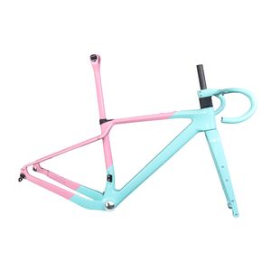 Cadre de vélo de gravier peinture bleu rose GR047 T47 support inférieur câble entièrement caché taille disponible XS/S/M/L/XL