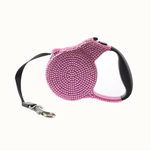 Bleu Rose Strass Chien Laisse Rétractable Petite Race Rétractable Extensible Formation Plomb 3M Bleu Pierre Pet Chiot Mode Chien Wal336i