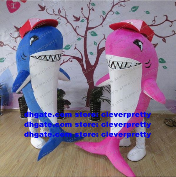 Costume de mascotte de requin bleu rose, tenue de personnage de dessin animé pour adulte, publicité et publicité, magie de scène professionnelle zx2925
