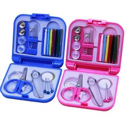 Blue Draagbare Reizen Naaien Kits Box Naald Draads Scissor Thimble Home Tools