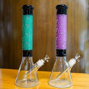 Azul Púrpura 15.7 Pulgadas Cachimbas Gruesas Hermosas Bongs de vidrio Vaso Bong Aceite Dab Rigs Difundido Tubos de agua de vástago inferior 18 mm Junta hembra con tazón