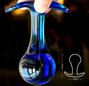 Blue Pyrex Glass Anal Dildo Buttplug Crystal Bead Vagina Ball Male penis Masturbator Sex Toys Adult Products Products voor vrouwen Men Gay 172490788
