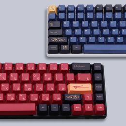 Capuchons de touches samouraï PBT bleu rouge, anglais, japonais, russe, coréen, profil Cherry pour clavier mécanique 7U Space 175 2U Shift 231228