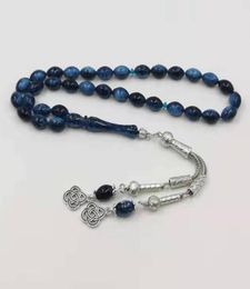 Blue Resin Tasbih Bracelet 33 Gebedstijsten Metalen Tassel Islamitische Arabische mode Rosaris Koeweit Nieuw ontwerp Misbaha Rosary8706997