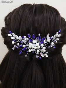 Bleu Strass Peigne À Cheveux De Mariée Mignon Romantique Perles De Cristal Bandeau Femmes Coiffe pour La Fête Diadèmes Accessoires De Cheveux De Mariage L230704