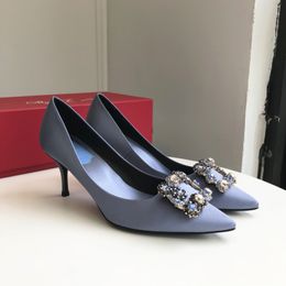 blauwe strass met kristallen verfraaide sandalen met hak stiletto hakken voor dames feestavond schoenen open teen kalfsspiegel leer luxe ontwerpers trouwen