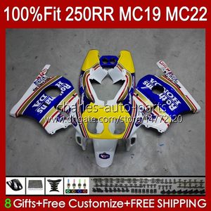 Blauwe Rothmans Injectie Mold Backings voor Honda CBR 250RR 250 RR CC 250R CBR 250CC 1988-1989 BODYS 112HC.125 CBR250 RR CC 1988 1989 MC19 88-89 CBR250RR 88 89 OEM Full Kit