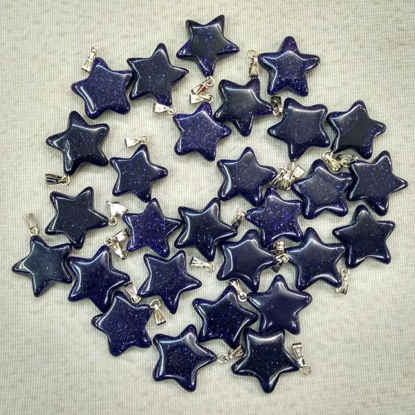 cristal de sable bleu pendentifs à breloques en forme d'étoile à cinq pointes pour la fabrication de bijoux à bricoler soi-même en gros