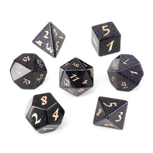Synthesis Blue Sand Loose Gemstones Engrave Dungeons And Dragons Game-Number-Dice Customized Stone Role Play Game Polyhedron Stones Dice Set Ornament Wholesale
