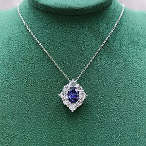 Blue Sapphire Oorbellen Sieraden Vrouwen Pandent Ketting en Dangle Blue Cubic Zirconia Sieraden Cadeau voor Verjaardag Kerstmis Valentijnsdag