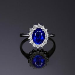 Blue Sapphire Engagement 925 Sterling Silver Ring Wedding Jewelry Desinger Rings89107767490673