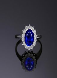 Blue Sapphire Engagement 925 Sterling Silver Ring Wedding Bijoux Desinger Rings89107768254684