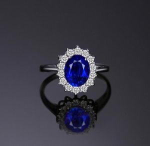 Blue Sapphire Engagement 925 Sterling Silver Ring Wedding Bijoux Desinger Rings89107767953488