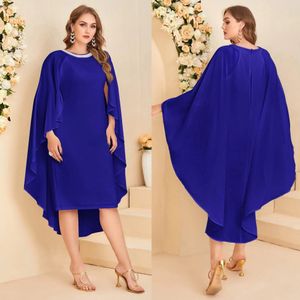 Gaine bleue Mère de la mariée Robes avec robe d'invité de mariage enveloppe Bateau décolleté de la longueur du genou robes de soirée 415