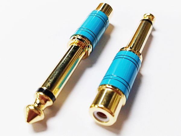 Conectores de audio, carcasa azul chapada en oro 1/4 