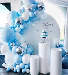 Blue Silver Macaron Metal Balon Garland Arch Happy Birthday Party Decoration Kid Wedding Anniversaire Baloon Baby Shower Boy Girl T5379579