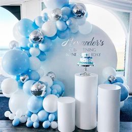 Guirlande de ballons en métal Macaron bleu argent, décoration de fête d'anniversaire pour enfants, ballon d'anniversaire de mariage, fête prénatale, garçon et fille, T338E