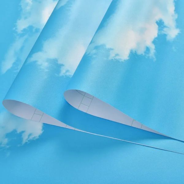Ciel bleu blanc nuage eaupoof fond d'écran vinyle auto-adhésif mur pour le salon de la chambre à coucher peinture détachable 3d
