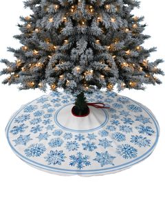 Azul Snowflake Christmas Invierno Invierno de Navidad Falda Decoraciones de Navidad para suministros para el hogar Faldas de árbol de Navidad Cover Base