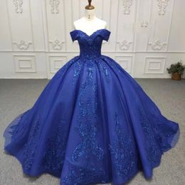 Bleu scintillant Quinceanera robes 2024 formelle de luxe fête perles dentelle appliques doux 15 robe Graduation balle Gwon robes de bal