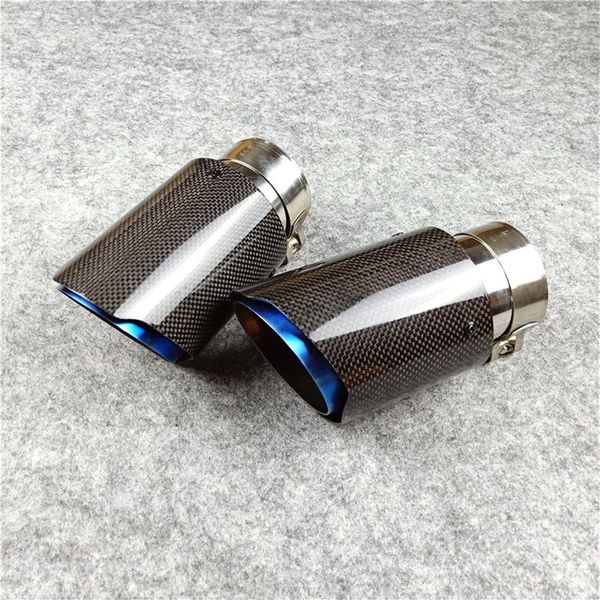 Acero inoxidable azul para silenciador de escape Universal Akrapovic, puntas de carbono para coche, cubierta de coche Styling2pcs171l