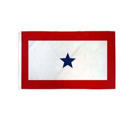 Blue Star Service Flags Banners Onafhankelijkheid 3x5FT 100D Polyester Sports Snelle Verzending Levendige Kleur met TWEE Messing Grommets