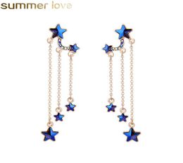 Boucles d'oreilles longues étoiles Blue Long Tassel