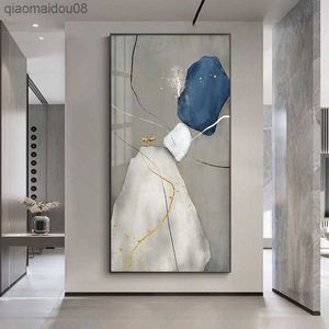 Bleu Pierre Combinaison Marbre Nordique Abstrait Moderne Impression Peinture Mur Art Photo Affiche Toile Hôtel Salon Décor À La Maison L230704