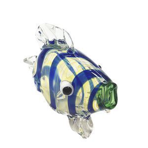 Pipa de mano de vidrio hecha a mano con peces tropicales en rayas azules