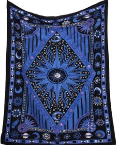Blue Sun and Moon Mandala Tapestry Planet Indian Mur suspendu Tapestry Square and Rhombus Tapiz Mandalas Tippie Tapestry18774649427