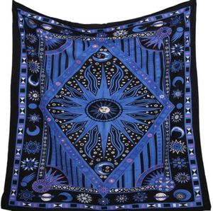 Blue Sun and Moon Mandala Tapestry Planet Indian Mur suspendu Tapestry Square and Rhombus Tapiz Mandalas Tippie Tapestry18775422212