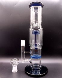 Blue Thick Glass Bong Hookahs Tree Arm Perc Honeycomb Filters 18mm Smoking Oil Dab Rigs Shisha con accesorios para cuencos